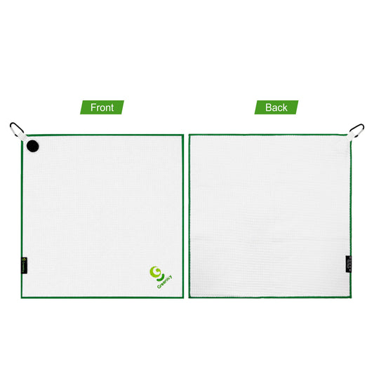 Greenivy Pure White 19-inch magnetic golf towel - back view