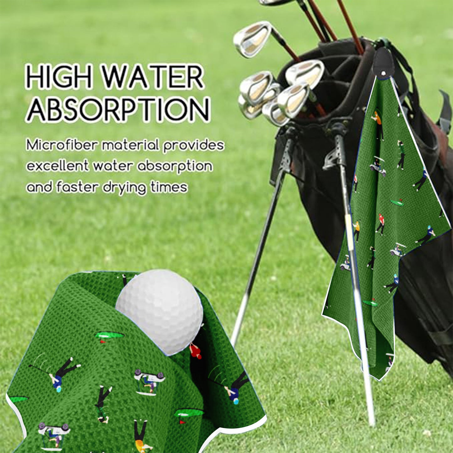 Printed Magnetic Golf Towel for Golf Bags