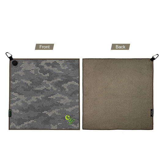 Greenivy Fairway Camo 19-inch magnetic golf towel - back view