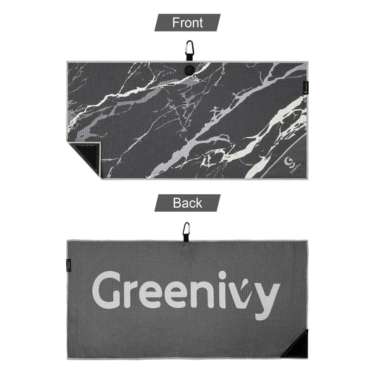 Greenivy Onyx Marble 40-inch caddie magnetic golf towel - back view