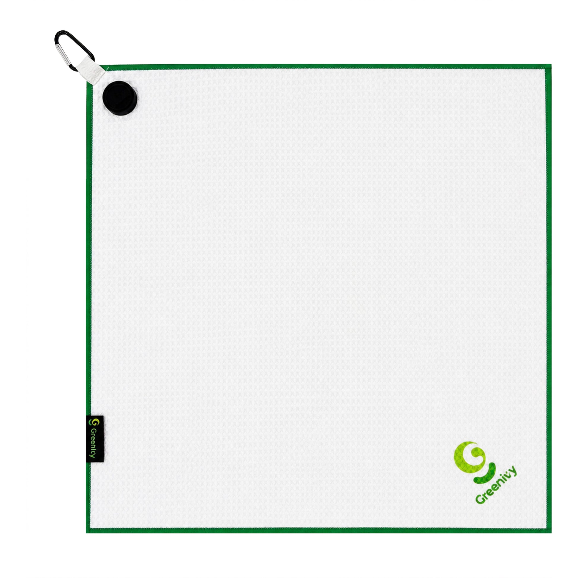 Greenivy Pure White 19-inch magnetic golf towel - front view