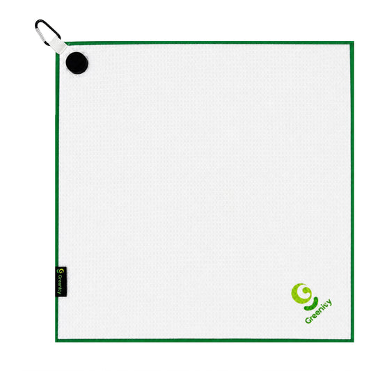 Greenivy Pure White 19-inch magnetic golf towel - front view