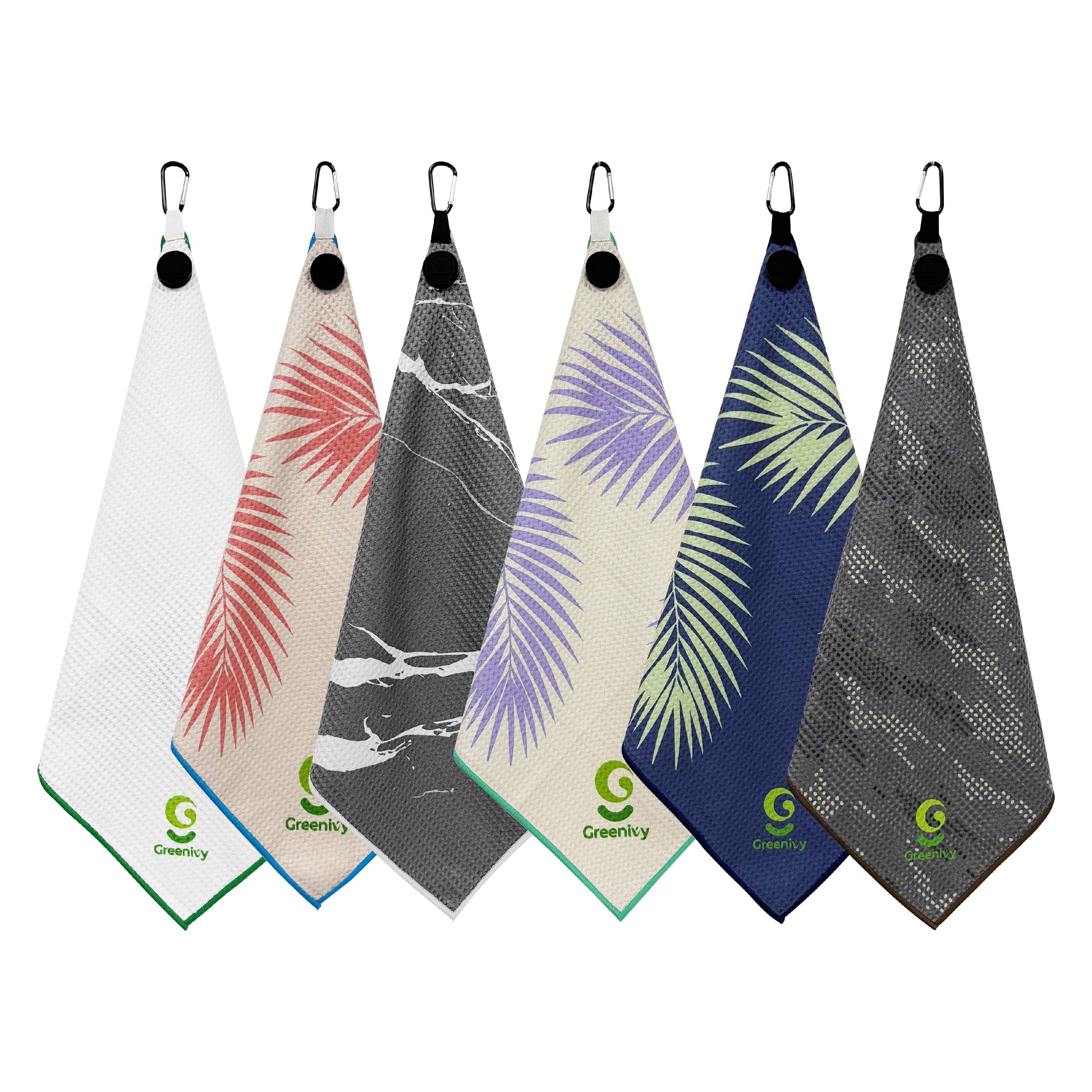 Greenivy Pure White 19-inch magnetic golf towel - detail view