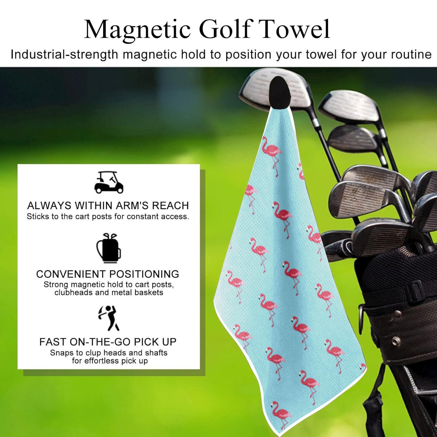 Printed Magnetic Golf Towel for Golf Bags
