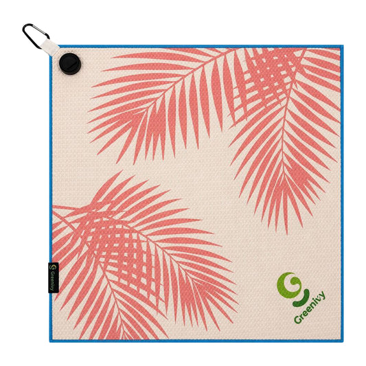Greenivy Coral Palms 19-inch magnetic golf towel - front view