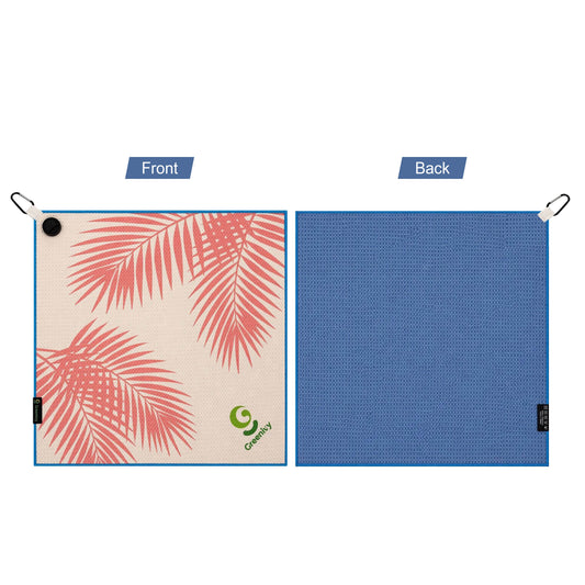 Greenivy Coral Palms 19-inch magnetic golf towel - back view