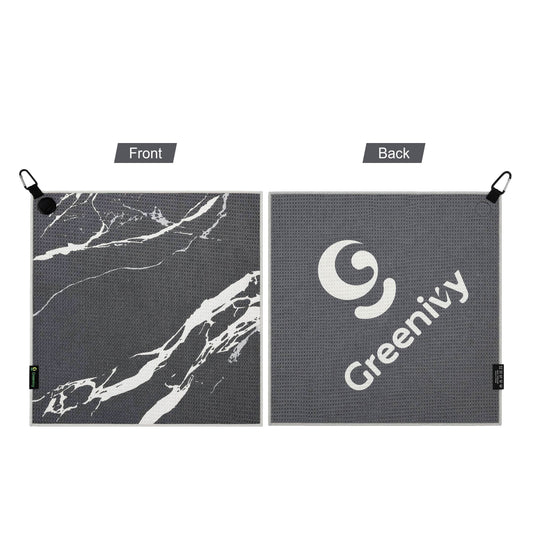 Greenivy Midnight Marble 19-inch magnetic golf towel - back view