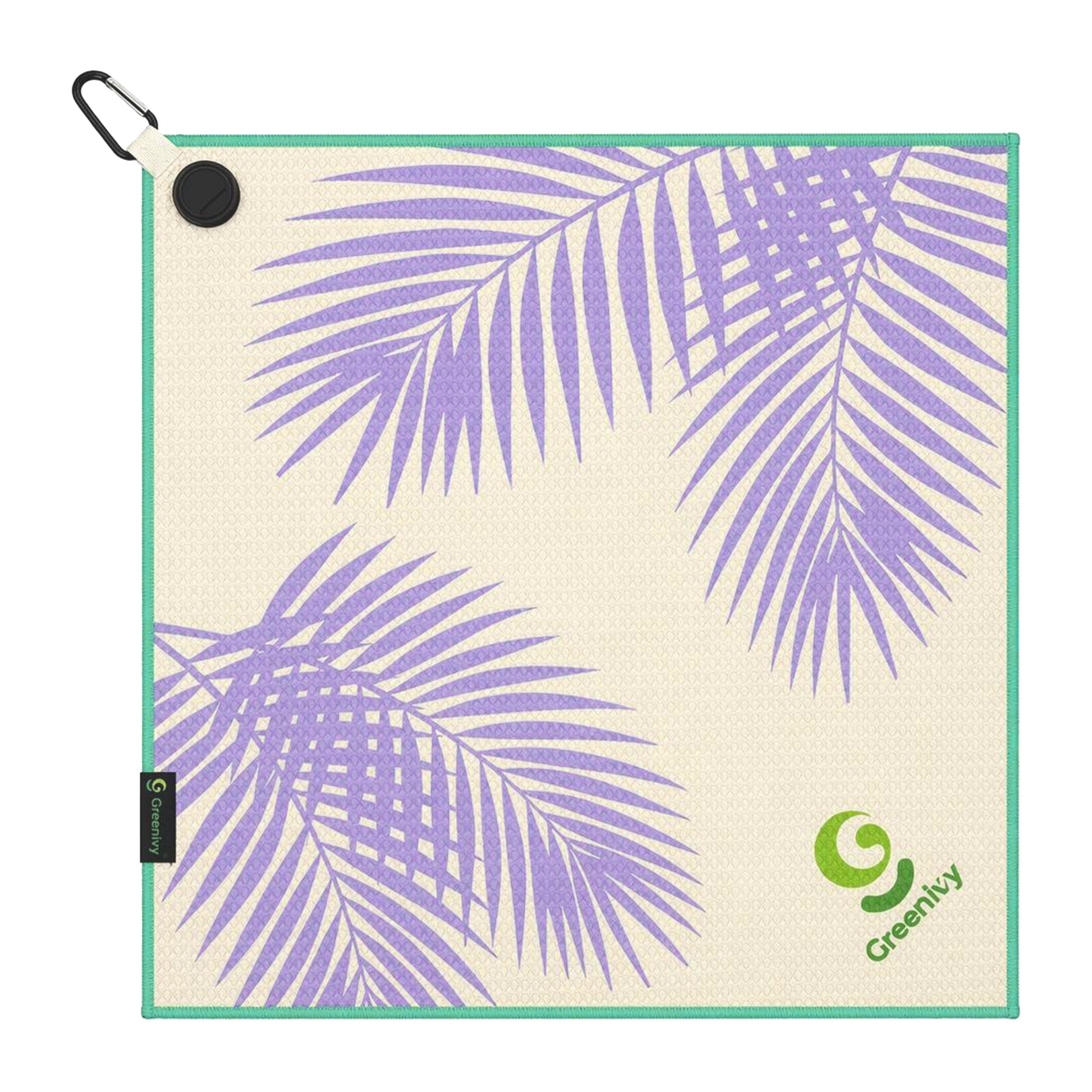 Greenivy Twilight Palms 19-inch magnetic golf towel - front view