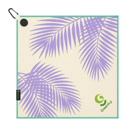 Greenivy Twilight Palms 19-inch magnetic golf towel - front view