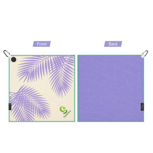 Greenivy Twilight Palms 19-inch magnetic golf towel - back view