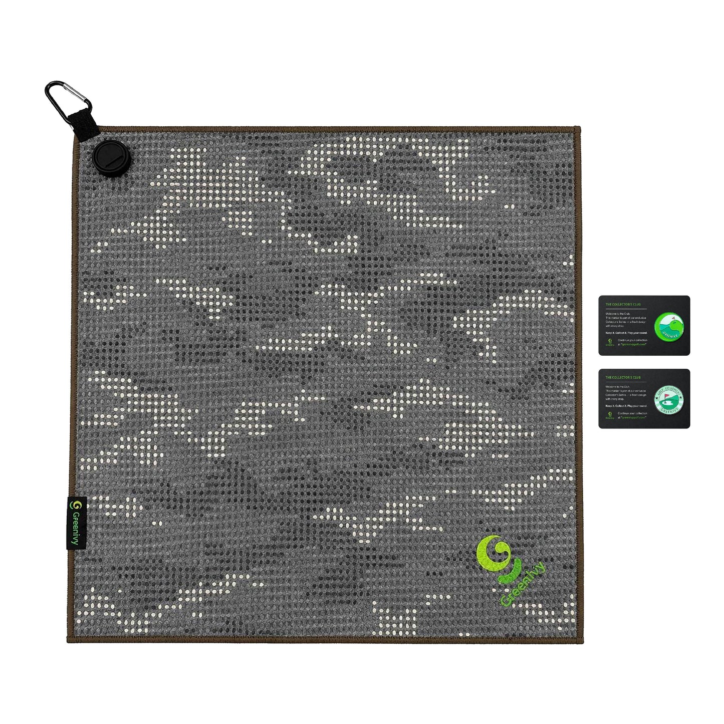 Greenivy Fairway Camo 19-inch magnetic golf towel - feature close-up