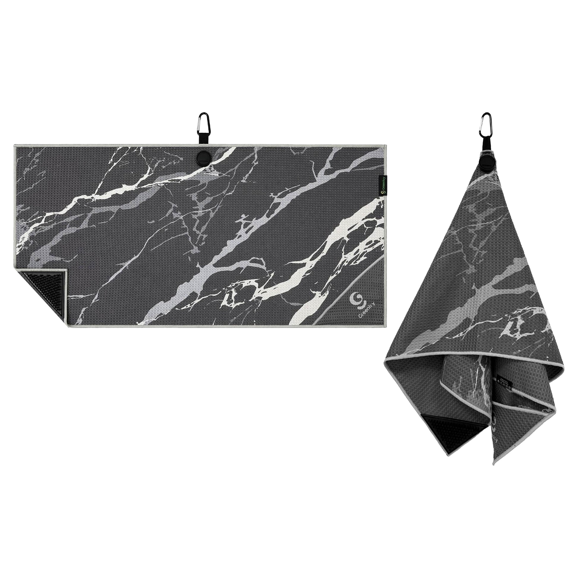 Greenivy Onyx Marble 40-inch caddie magnetic golf towel - feature close-up
