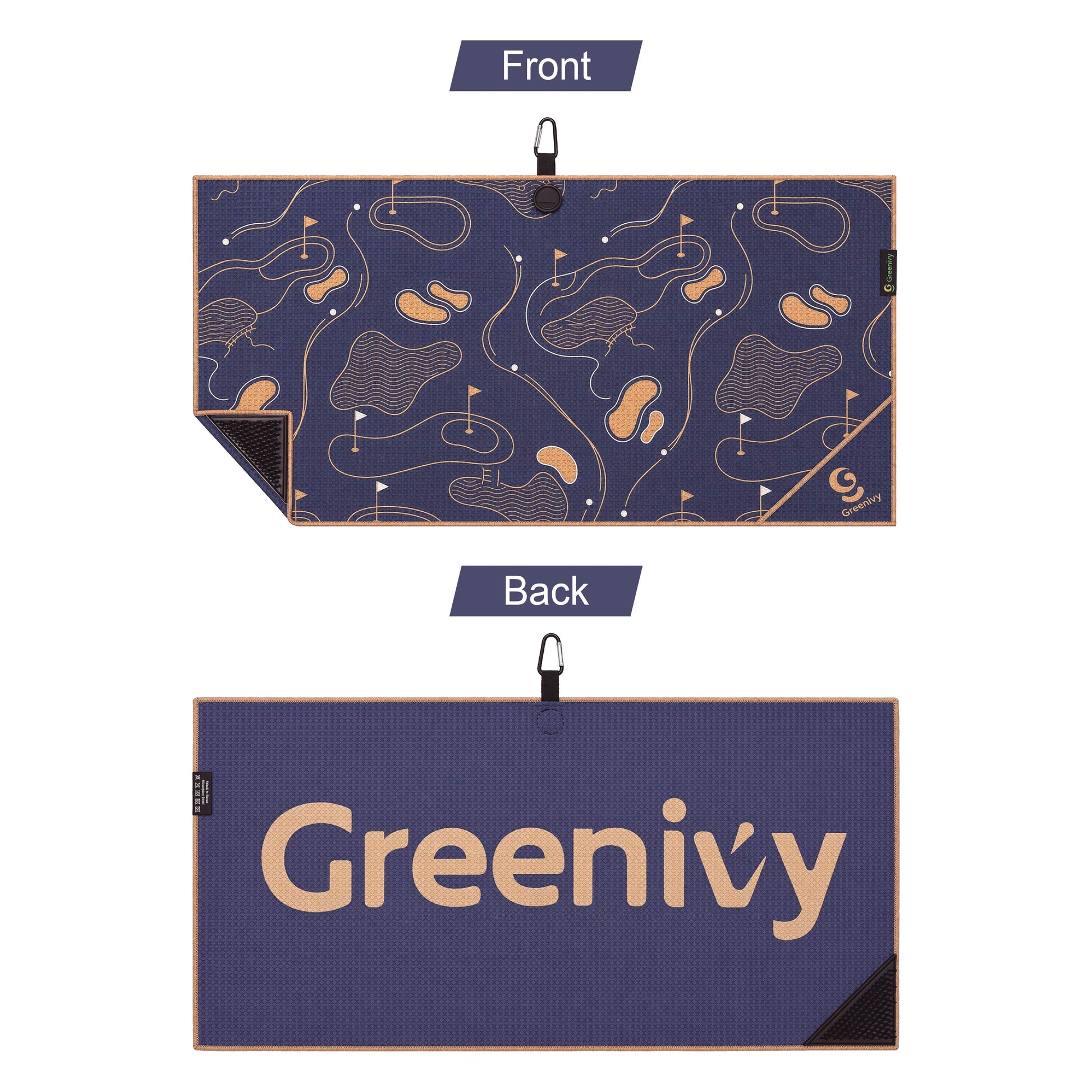 Greenivy Signature Course 40-inch caddie magnetic golf towel - back view