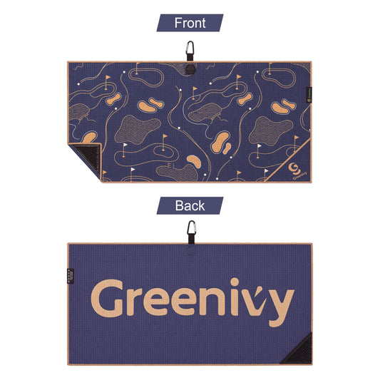 Greenivy Signature Course 40-inch caddie magnetic golf towel - back view