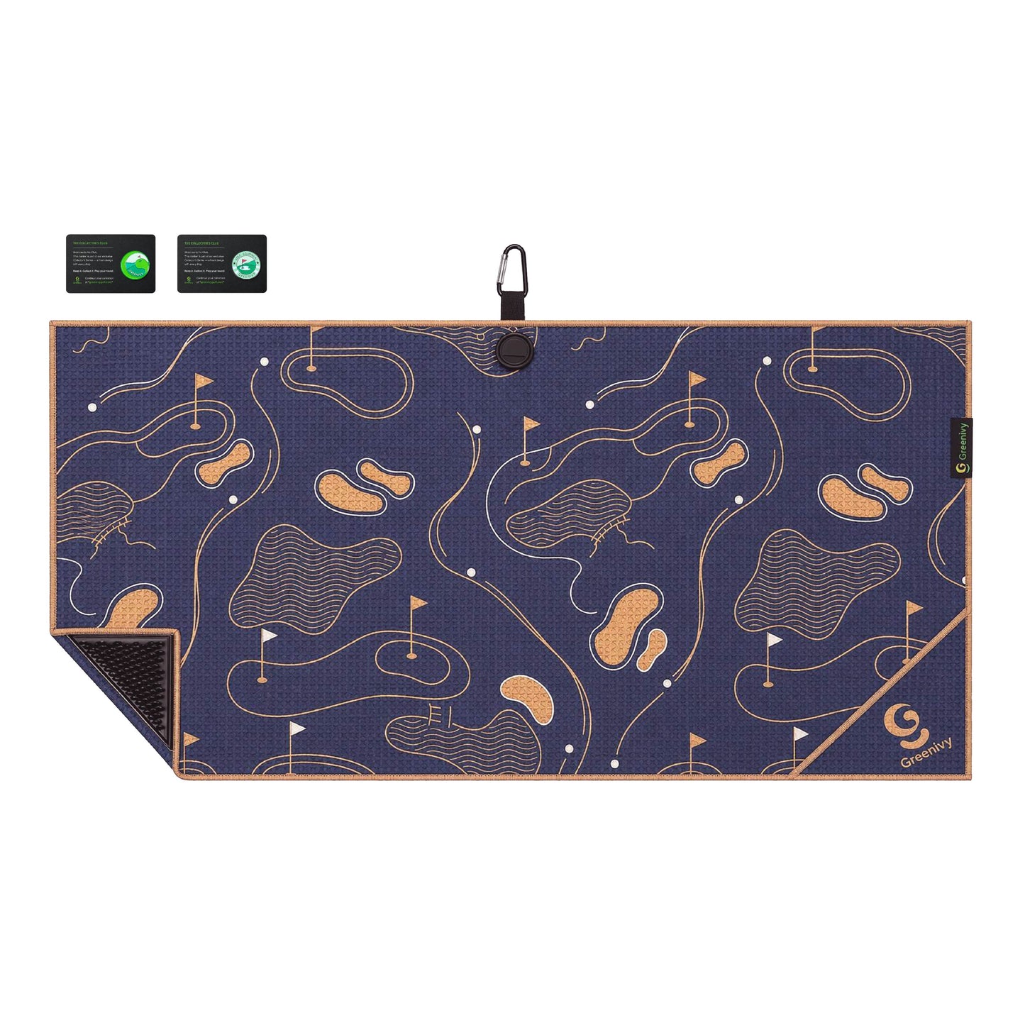 Greenivy Signature Course 40-inch caddie magnetic golf towel - lifestyle use view