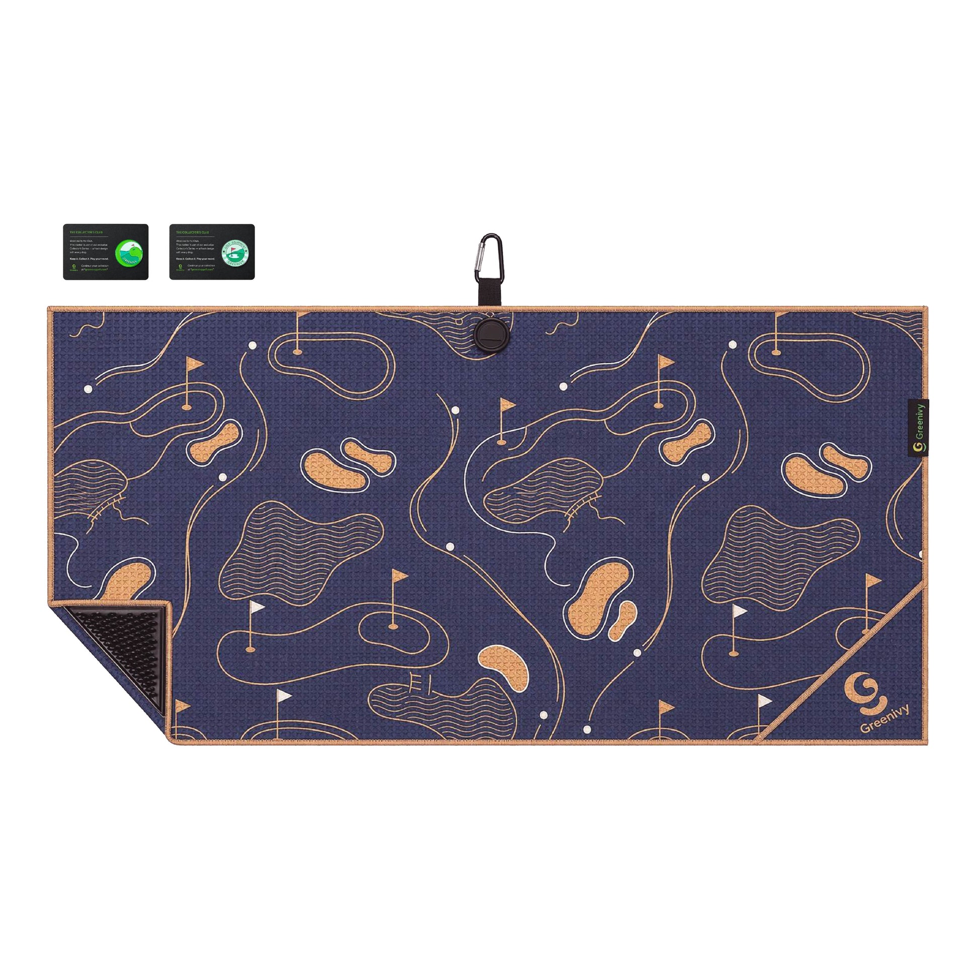 Greenivy Signature Course 40-inch caddie magnetic golf towel - lifestyle use view