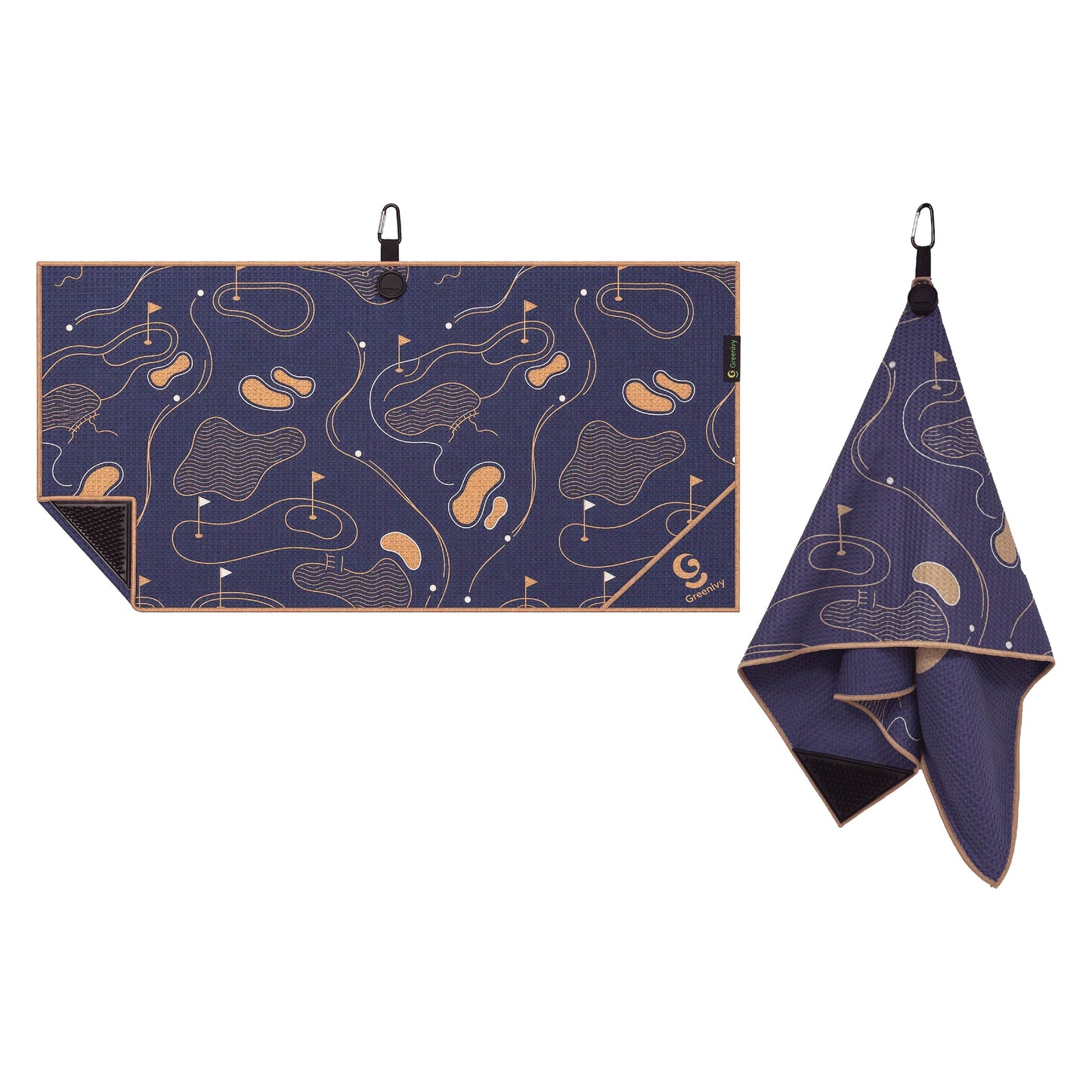 Greenivy Signature Course 40-inch caddie magnetic golf towel - feature close-up