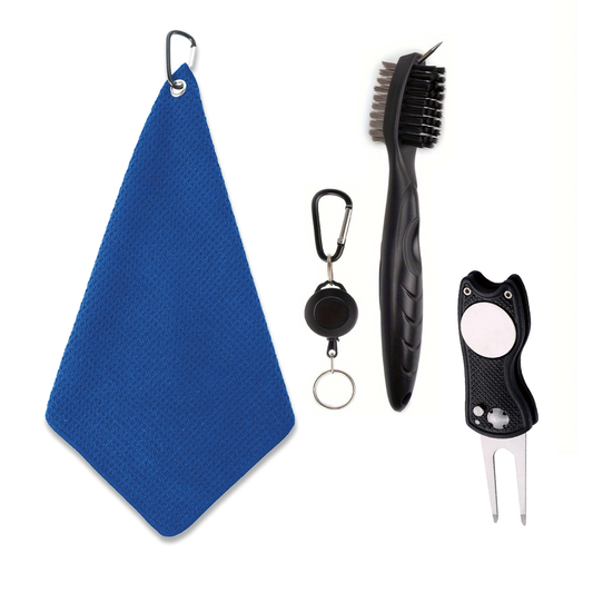 Golf Towel with Golf Club Brush & Divot Tool