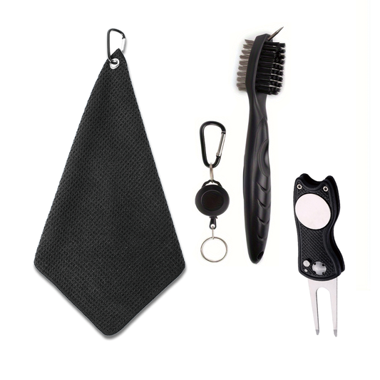Golf Towel with Golf Club Brush & Divot Tool